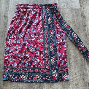 LOFT Red and Blue Floral Skirt NWOT